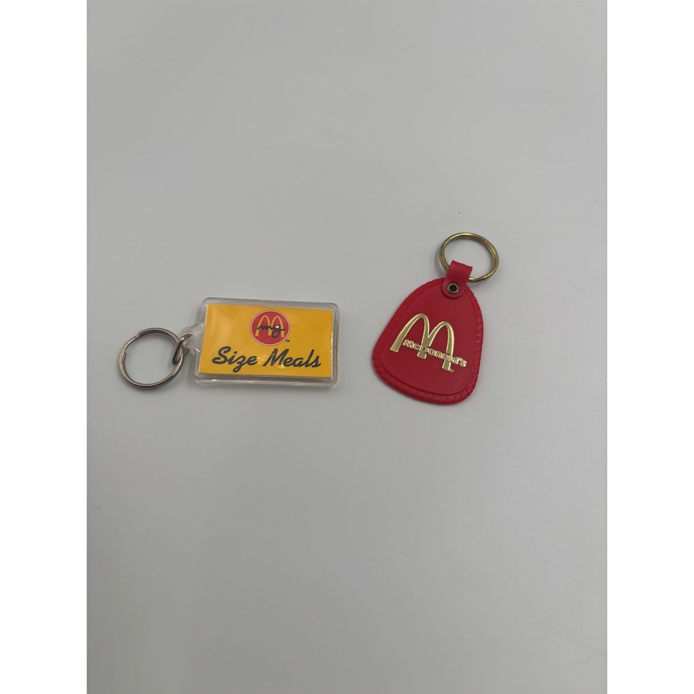 Vintage McDonalds Keychain Lot Red Rubber Gold Arches & My Size Meals Acrylic